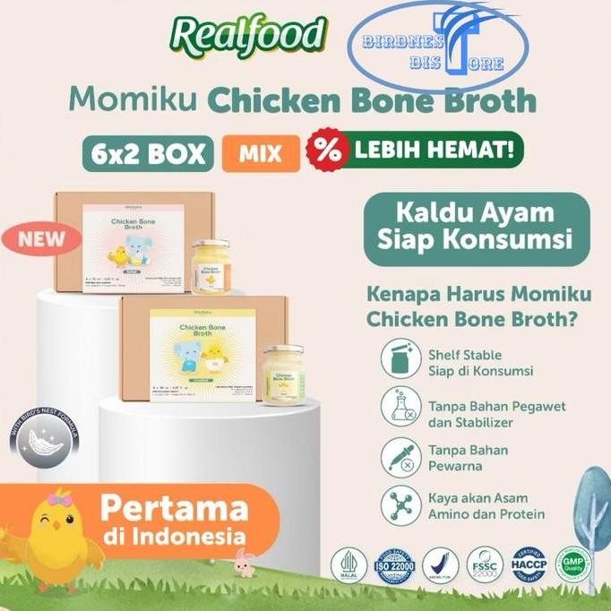 

Terbaru Realfood Momiku Chicken Bone Broth Salted Dan Unsalted ISI 6 JAR DAN 12 JAR Terbuat Dari kaldu ayam