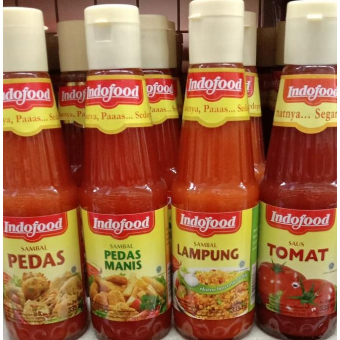 

Indofood Saos Botol 335ml - Tomat / Sambal Pedas / Lampung / Extra