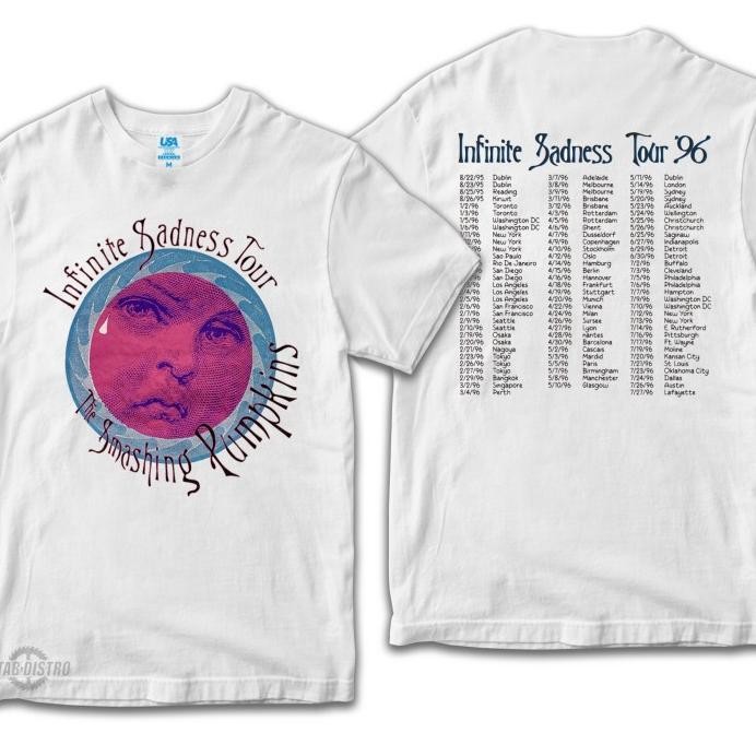baru  Kaos THE SMASHING PUMPKINS Infinites sadness tour putih tshirt kaos band britpop the cure mura