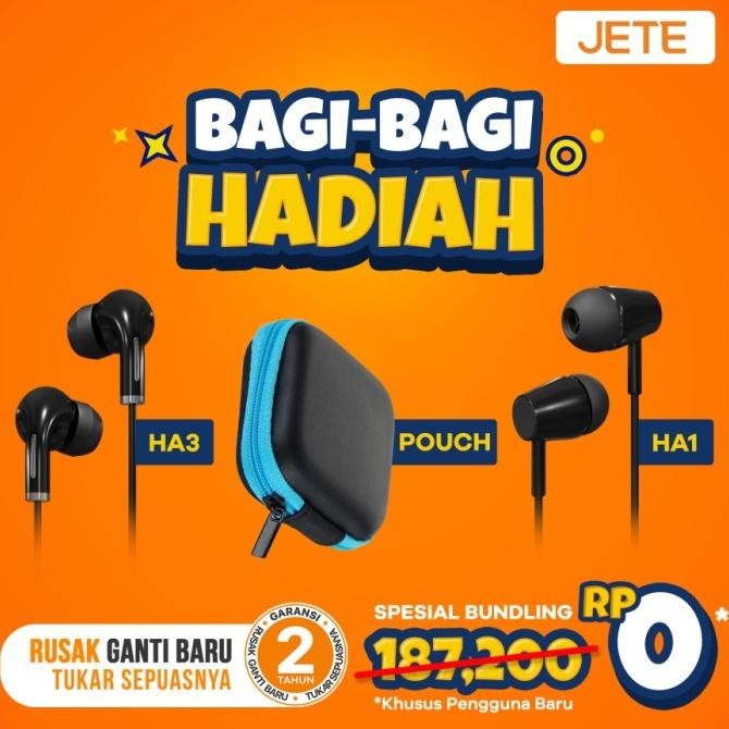 Tersedia Bundling Headset JETE HA1 + Pouch Headset + Headset JETE HA3