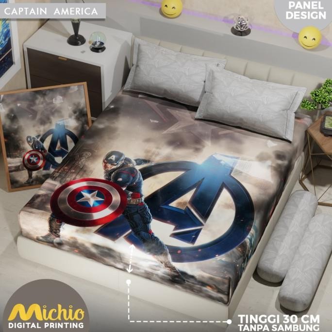 Michio Digital Printing Sprei Uk 160/180 T 30 - Captain America MURAH