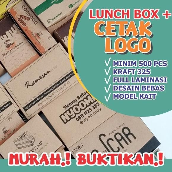 Lunch Box Paper Cetak Custom / Print Cetak Sablon Lunch Box M & L