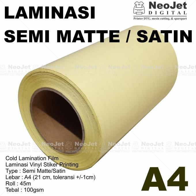 

TERLARIS - Laminasi Dingin Semi Doff Mate Satin A4 Roll 21cm X 50 Yard Murah
