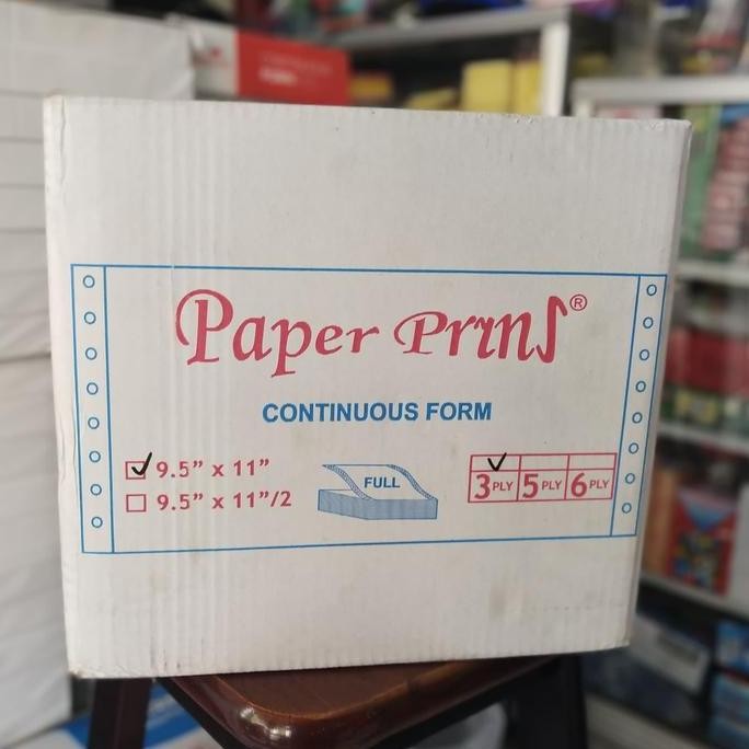 

Continuous Form Paper Prins 9.5" x 11" - 3 ply isi 1000 set