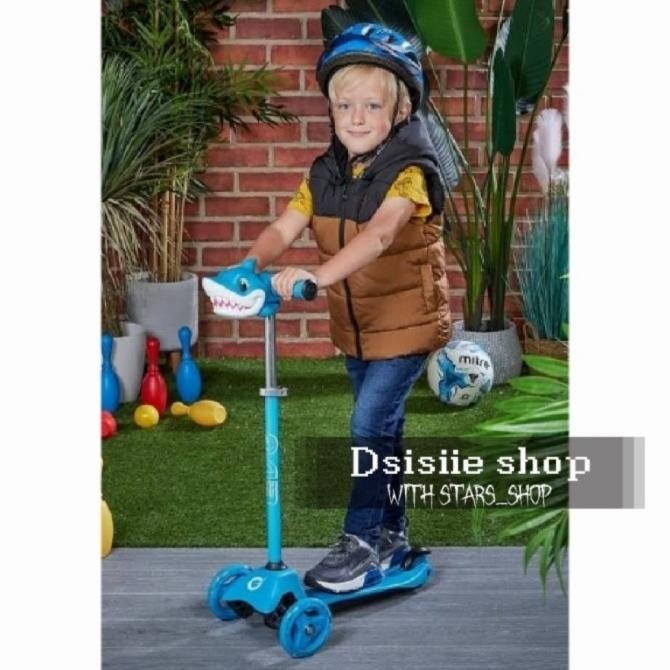 Grosir Evo Scooter Shark Light Up Original / Skuter Anak Motif Shark