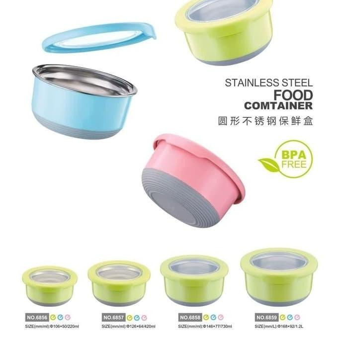 Tempat Makan Stainless Food Tedemei Lunchbox 6857 Polos Pink Green Blu Asli