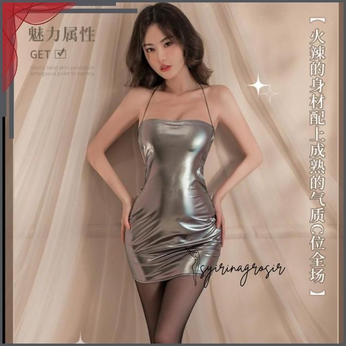 LINGERIE SEKSI HOT SEXY LINGERE + CD CLUBBING DRESS ELEGANT SILVER POPULER