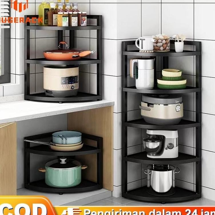 Rak Bumbu Dapur Stainless Steel Rak Sudut Rak Dapur Triangle Rak Kamar Mandi Rak 5 Susun Serbaguana