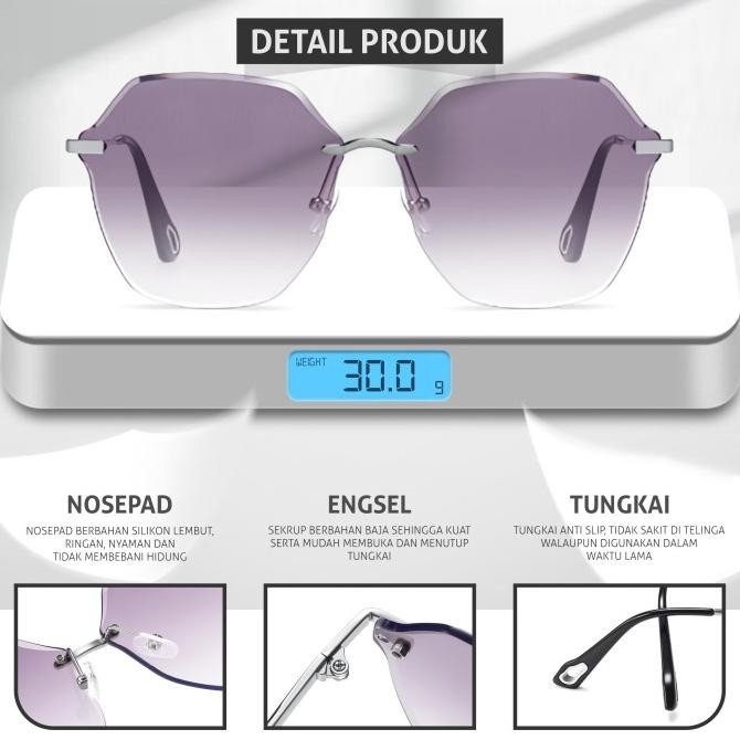 Murah Colore.in Kacamata Bluecromic Geometric Bahan PC+Metal Modern Beauty Mirror 8195 Non COD