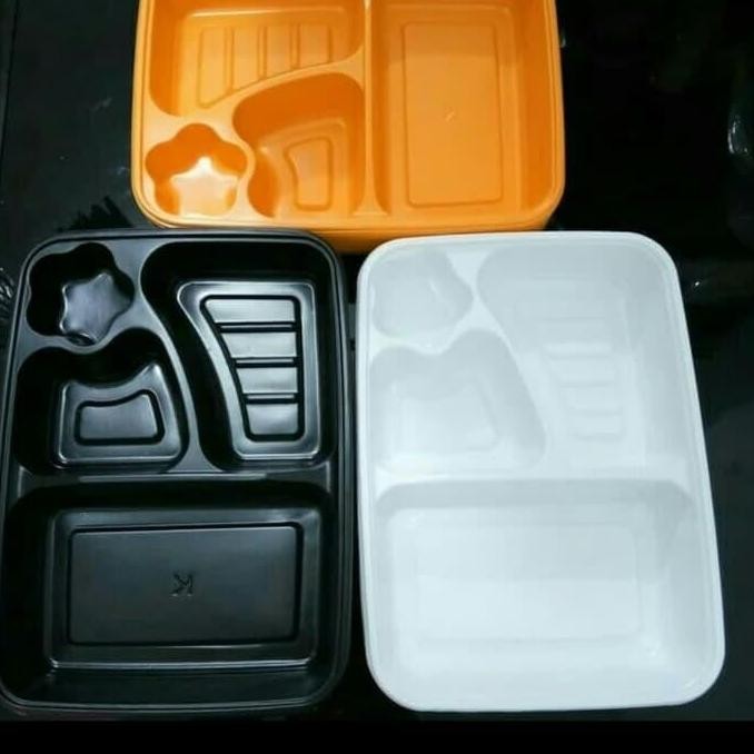 Mika Bento/Mika Kotak Makan Plastik + Tutup Transparan 4 Sekat @50Pcs Asli