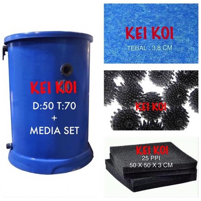 siap kirim filter kolam koi d:50 t:70 + media set free ongkir jadetabek