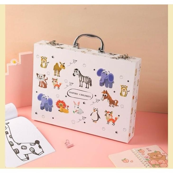 

hj-43 gha-68 WD Crayon Set 48pcs Koper Aluminium Besi Krayon Pensil Warna 48 Pcs Box Alat Lukis Anak Koper Set CR 48 Hemat Hemat