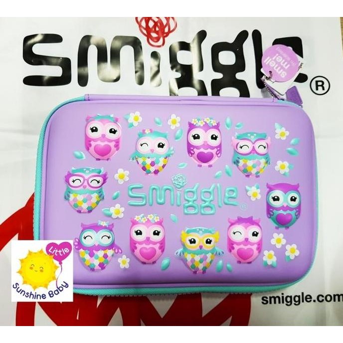 

ASB Smiggle Pencil Case Cute Owl Purple Hardtop Ori
