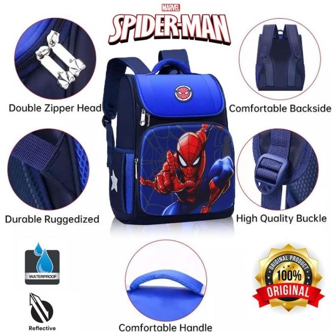 ASB Tas Anak Sekolah Laki Laki 181 Ransel Import TK SD Spiderman Cowok