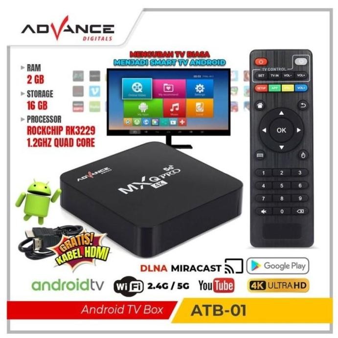 TERMURAH - ADVANCE ATB-01 ANDROID TV BOX MXQ PRO 4K SUPPORT WIFI 4gb + 32GB