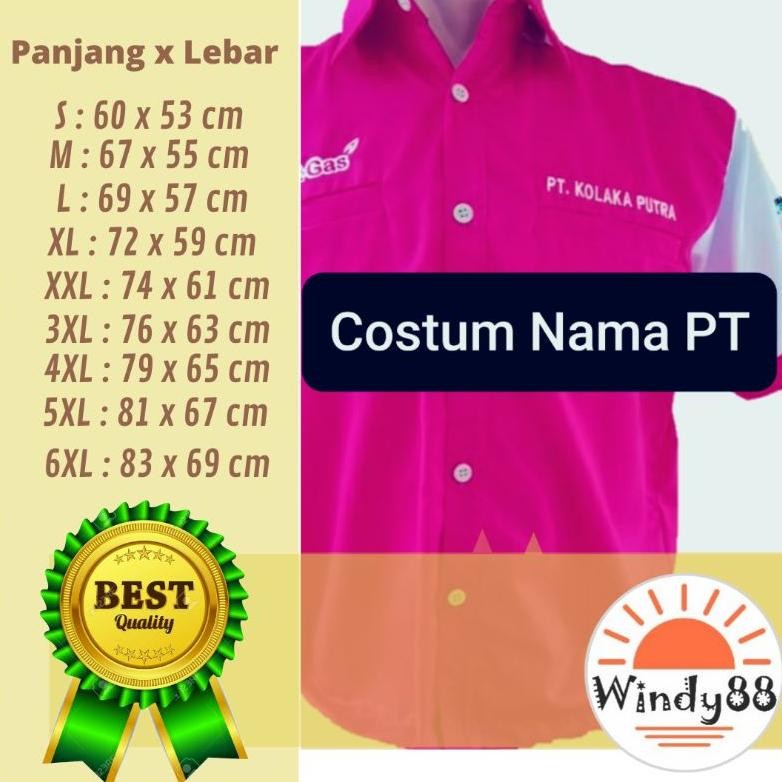 BISACOD Seragam Bright Gas LPG/Elpiji 3 - 12 kg Warna Pink, Baju Kerja Kemeja Agen Pertamina Lengan 