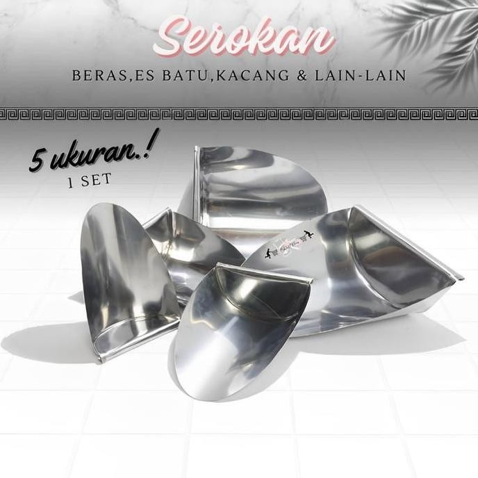 

Terlaris Sa1- 1 Set Serokan Beras, Tepung, Kacang, Dll Berbahan Stainless Stell 1 Set Terdapat 5 Ukuran Berbeda. Kitchenware Sendok Batu Es