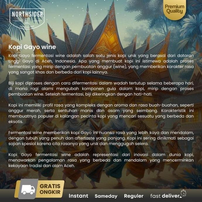 

ready stock Northsider Kopi arabika Gayo Wine Natural Coffee