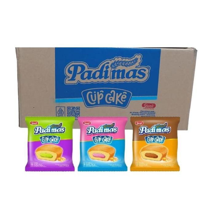 

Terlaris 1 Dus Stanli Padi Mas Cup Cake Isi 60Pcs Bolu Isi Krim Rasa Coklat Pandan Strawberry Padimas