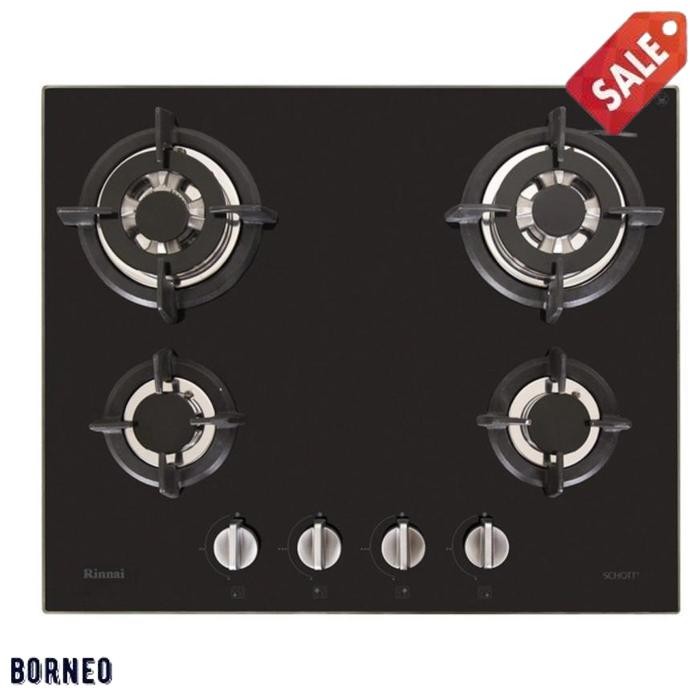 BARU RINNAI KOMPOR TANAM RB 64G GLASS BLACK RB 64 G 4 TUNGKU 60CM