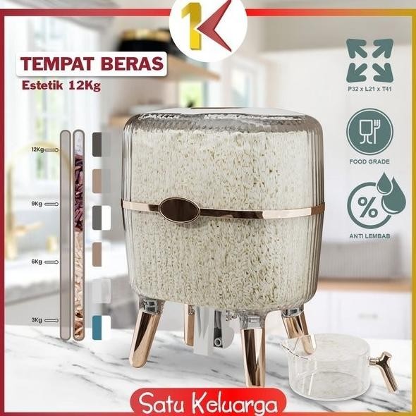 

Terlaris Sk-C841 Dispenser Beras 12Kg Tempat Beras Estetik / Kotak Penyimpanan Makanan Kacang Tepung / Wadah Beras Rice Box Storage Perlengkapan Dapur