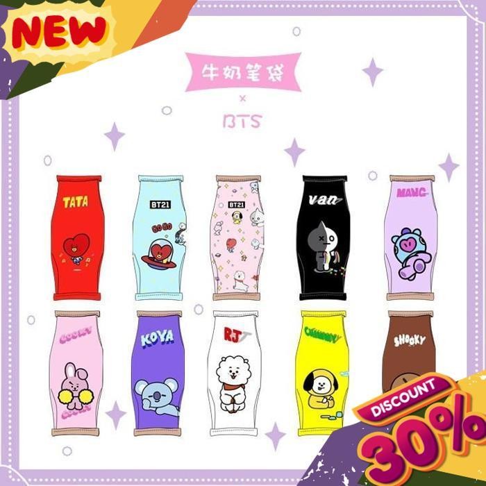 

PROMO BTPC [READY INDO] BT21 BTS BANGTAN BOYS PENCIL CASE TEMPAT PENSIL MOTIF SNACK SUSU ALAT TULIS UP TODAY SELL