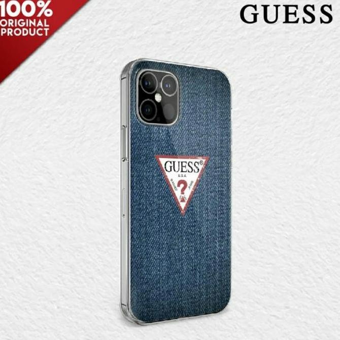 HARGA DISC - Case Iphone 12 Pro Max - Guess PC TPU Denim Triangle LTR - Blue