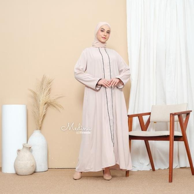 Firanda Abaya Turkey / Abaya Dress Turki Wanita / Gamis Abaya Basic Medina Busui Cantik Gold Kain Wo