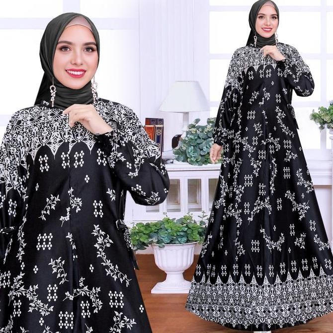 Gamis Putri | Gamis Silk Premium Bunsui Motif Printing Jumbo Terbaru Dress Cantik Mewah Fashion Wani