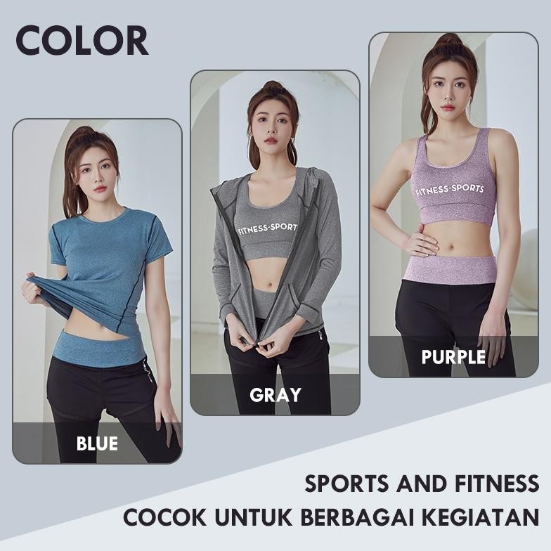 ed-76 NLD-1419 Lulu Lemon Baju Senam Setelan Wanita Aerobic Celana Jaket Legging Pakaian Olahraga Le