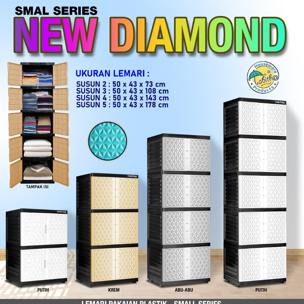 Terlaris Lemari Pakaian Plastik Mini Tabitha Small Series New Diamond Gemini Gantung Serbaguna Motif