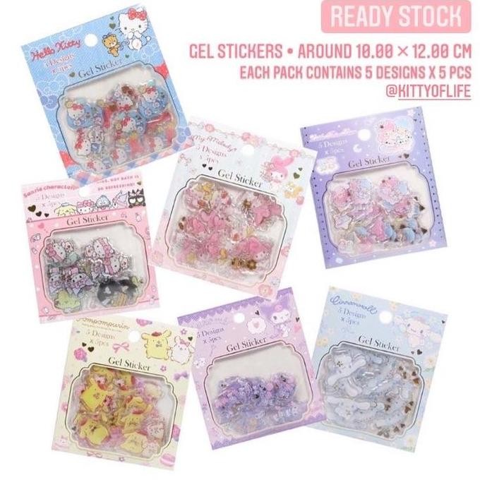

Gel Sticker Sanrio Original each pack contains 5 Designs x 5 Pcs