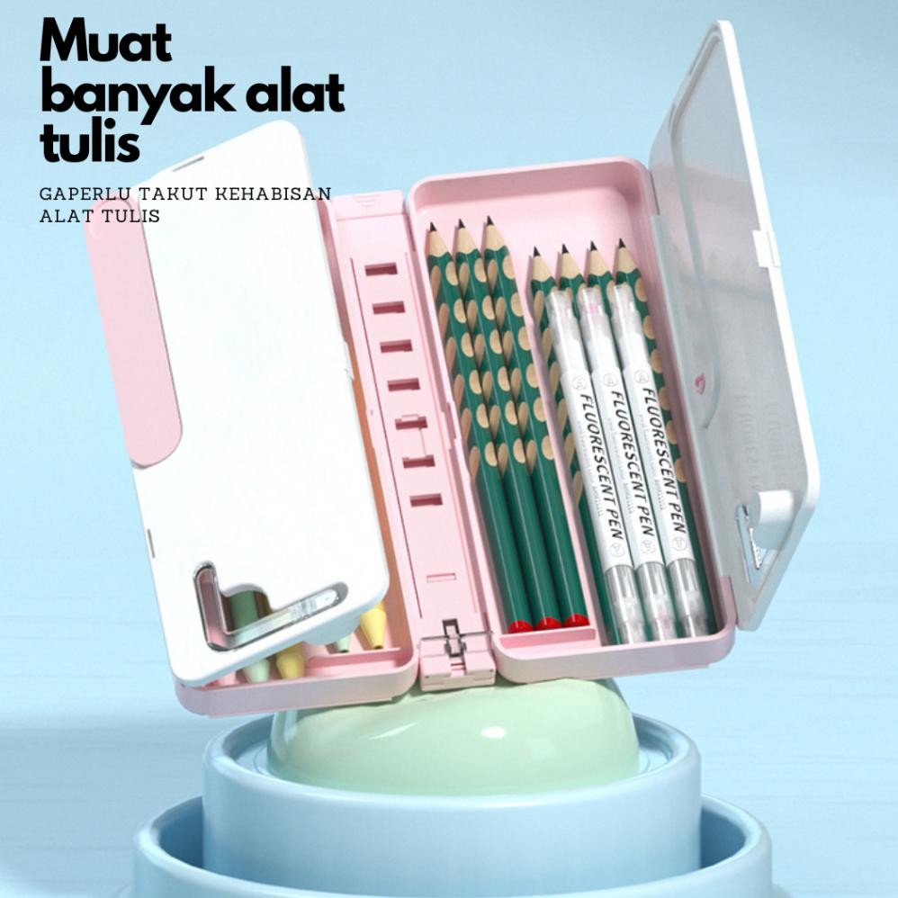 

BARU__))((__ Kotak Pensil Lipat / Tempat Pensil Multifungsi Dengan Papan Tulis Dan Tatakan Buku / Smart Pencil Case ta-68