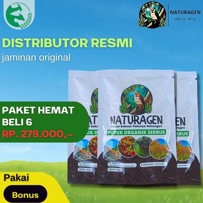 

Terlaris Pupuk Naturagen Paket Hemat 6 Bungkus Bio Organik Ori Untuk Jagung Cabe Padi Buah Sawit Bunga Buah