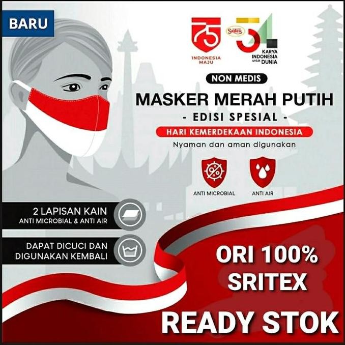 SALE Masker Kain Sritex Merah Putih Masker Non Medis Sritex Original Termurah