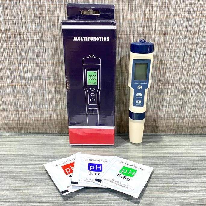Produk Baru 5-IN-1 PENGUKUR TDS pH SALT EC TEMPERATURE METER SALINITY ALAT UKUR KADAR ASAM BASA SALI