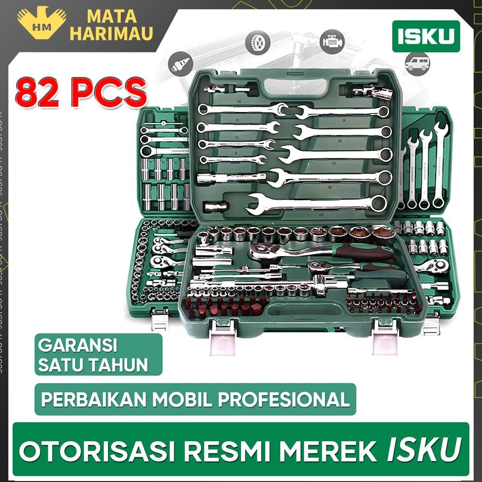 ISKU kunci shock 1 set lengkap box bengkel/kunci sok set lengkap/tool box perkakas bengkel/kunci ben