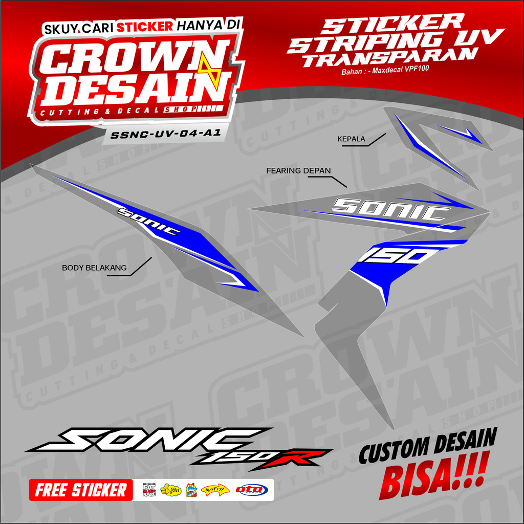 Striping Lis Minimalis Sonic 150R Variasi Transparan / Stiker Striping Sonic 150R Simple - SSNC-UV