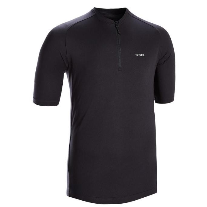 Berkualitas Btwin Jersey Sepeda Essential Hitam - 8569821