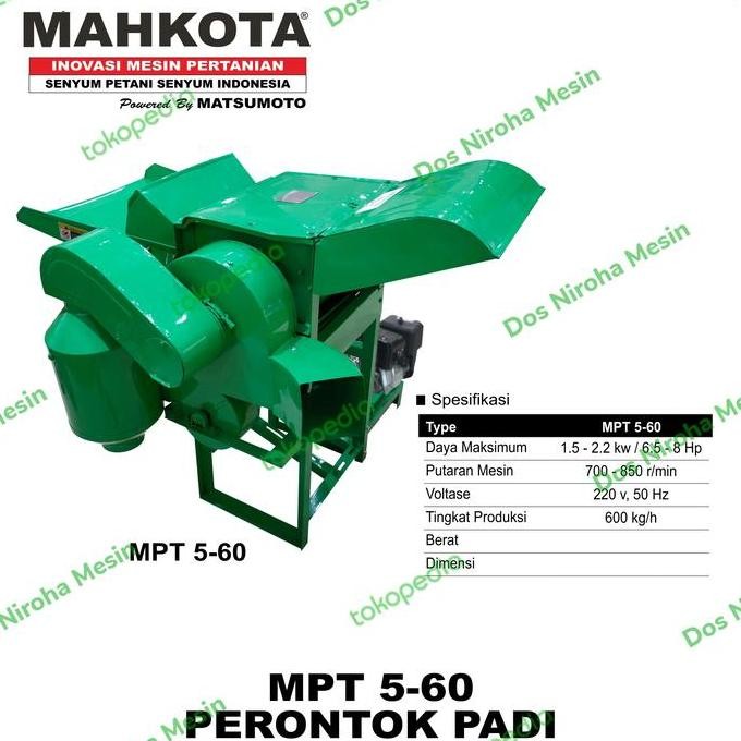 

Terlaris Mesin Perontok Padi Mahkota Mpt 5-60 Tanpa Mesin Penggerak Free Ongkir