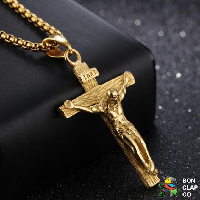 Kalung Salib Yesus Titanium Pria Wanita / Kalung Kristen Katholik CS