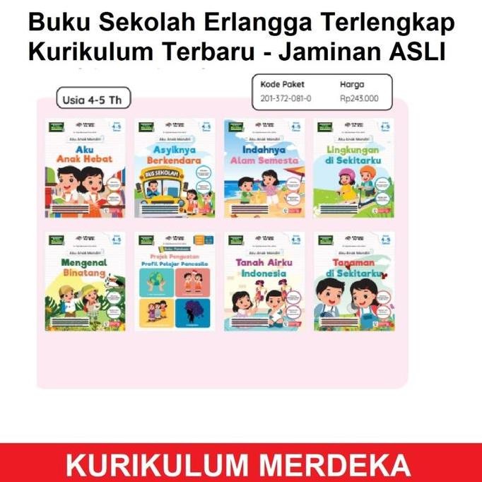Tersedia Buku Erlangga Paket Aku Anak Mandiri Kb Tk Paud Tjiji Kurikulum Merdeka