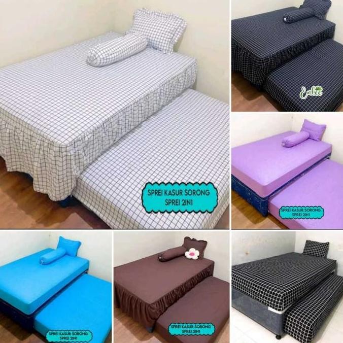 BIG SALE Sprei Rumbai Kasur Sorong  Seprei set 2in1 Polos Embos tinggi 25cm