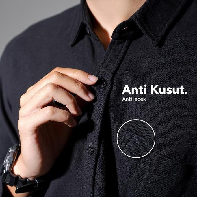 Dzargo Kemeja Polos Pria Lengan Panjang Pique Premium (Hitam, Putih, Navy, Army, Dark Mustard, Maroo
