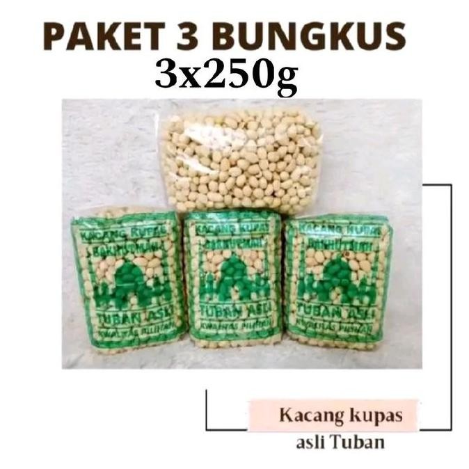 

kacang kupas 3 bungkus kemasan +-250gram