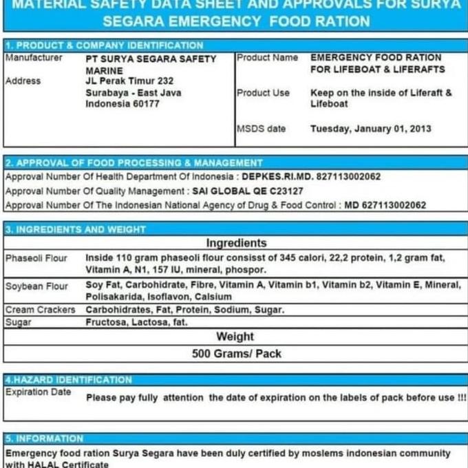Alternatif Ransum makanan darurat biskuit survival TNI