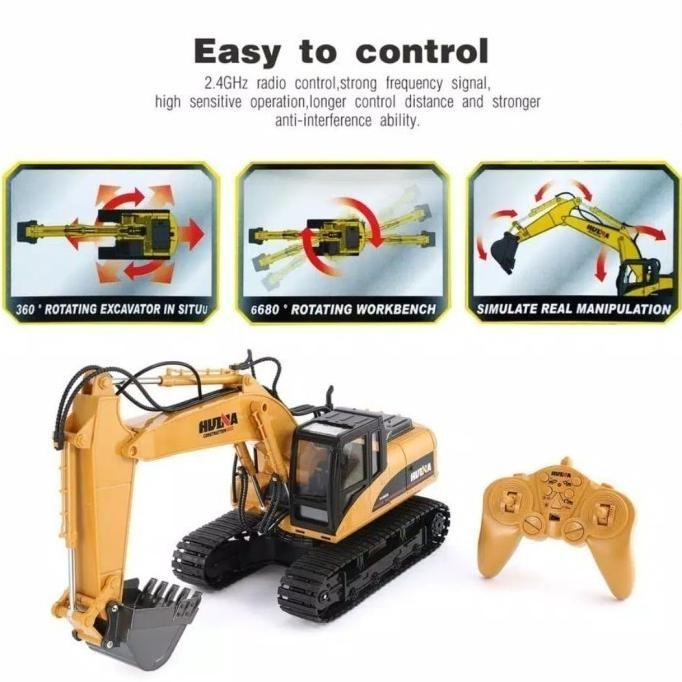 Terjangkau Mainan Remot Control Rc Excavator Huina Toys1550 15Channel 2.4Ghz 1/12