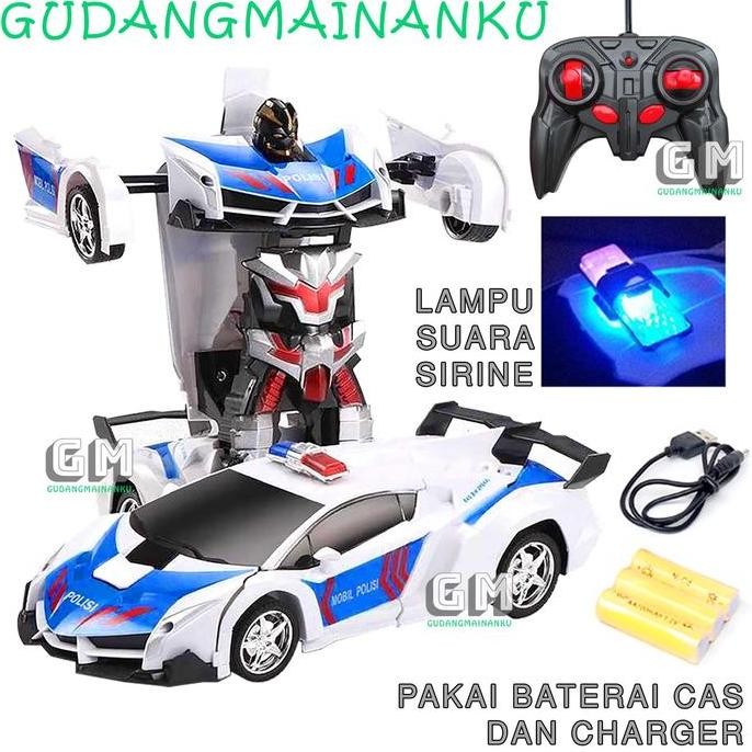 Spesial Lampu Dan Suara Sirine (Pakai Baterai Cas) Mobil Remot Robot Polisi Rc Remote Control Ada Su