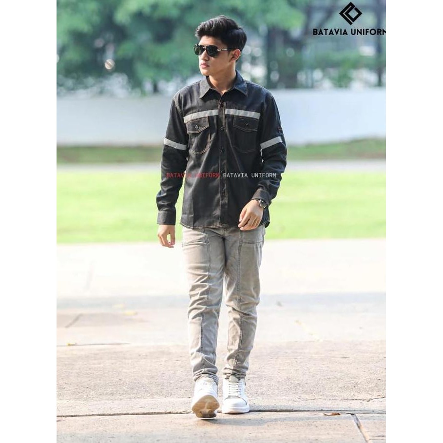 Kemeja Safety Jeans Lengan Panjang By Batavia Uniform - Baju Kemeja Kerja Atasan Wearpack Safety K3 