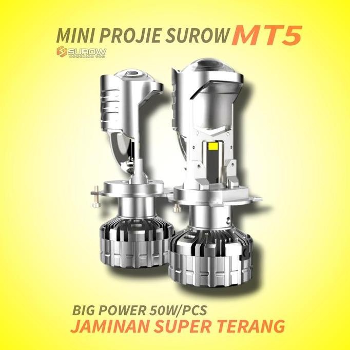 Lampu led mobil motor h4 mini projector projie surow mt5 super terang 50 watt